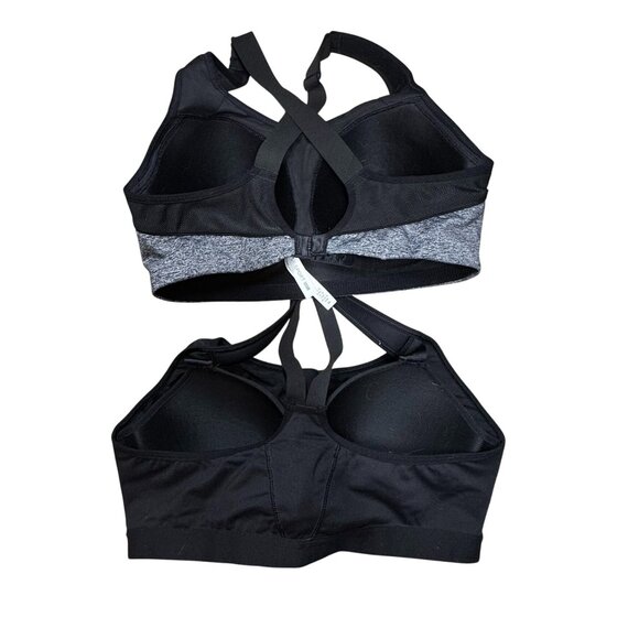 VS Victoria's Secret Workout Bra Lot 2 Sized 36D Zip Up Racer Back Black Gray La - Picture 4 of 6